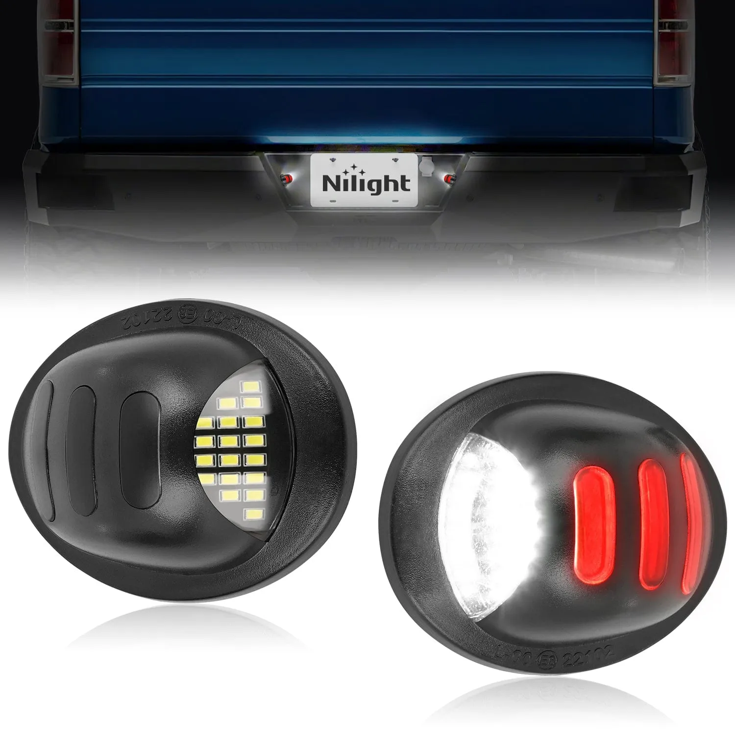 License Plate Lights Compatible with 1990-2003 2004 2005-2008 2009 2010 2011 2012 2013 2014 Ford F150 1999-2016 F250 F350 F450 F550 Super Duty with Red OLED Neon Tube 6000K White 2PCS Pack