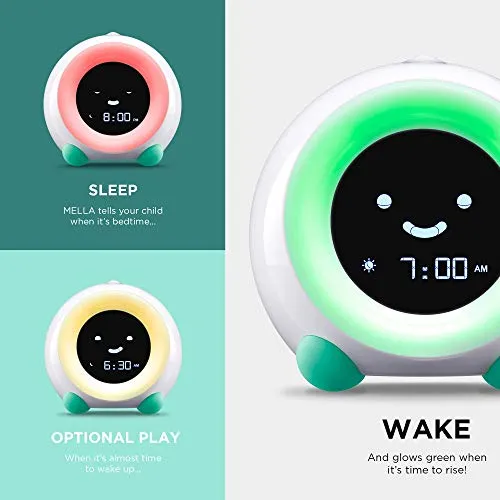 LittleHippo Mella: All-in-One Kids Trainer, Alarm Clock, Night Light & Sleep Sounds Machine. Encourage Sleep Training with Toddler Alarm Clock, Timer Night Light, Cute Kids Room Decor - Tropical Teal
