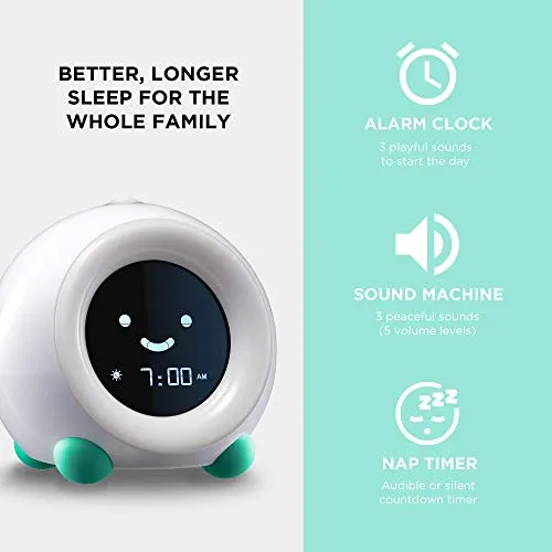 LittleHippo Mella: All-in-One Kids Trainer, Alarm Clock, Night Light & Sleep Sounds Machine. Encourage Sleep Training with Toddler Alarm Clock, Timer Night Light, Cute Kids Room Decor - Tropical Teal