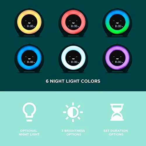 LittleHippo Mella: All-in-One Kids Trainer, Alarm Clock, Night Light & Sleep Sounds Machine. Encourage Sleep Training with Toddler Alarm Clock, Timer Night Light, Cute Kids Room Decor - Tropical Teal