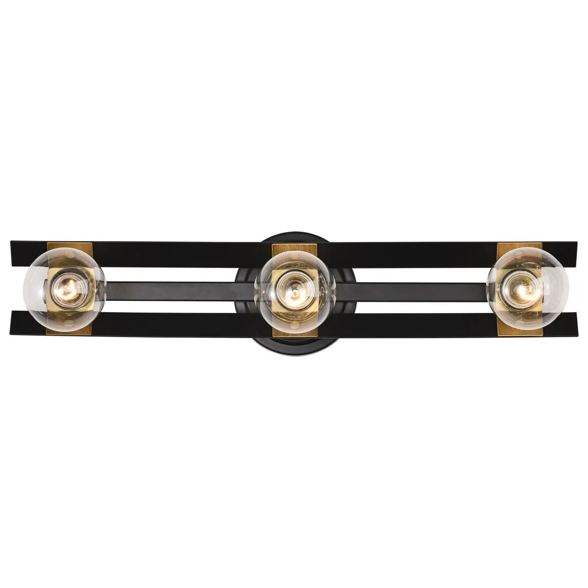 Marsden 22 in. 3 lights Bathroom Vanity Light Matte Black and Natural Brass Finish