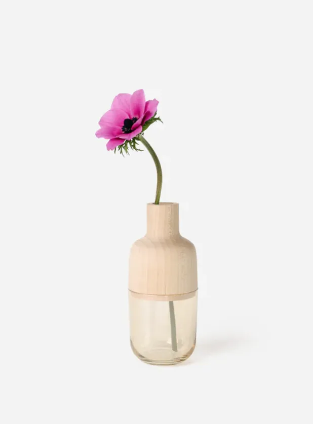 Melanie Abrantes Designs Marais Vase in Solid Hardwood & Glass