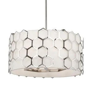 Missing Link 20 in. 6 Lights Pendant Light Polished Nickel & White Finish