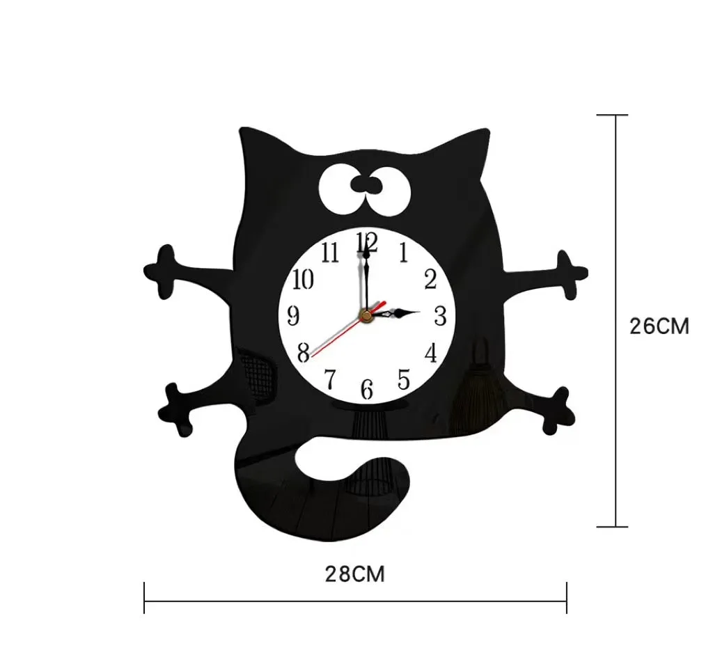 Modern 3D Acrylic Cat Wall Clock