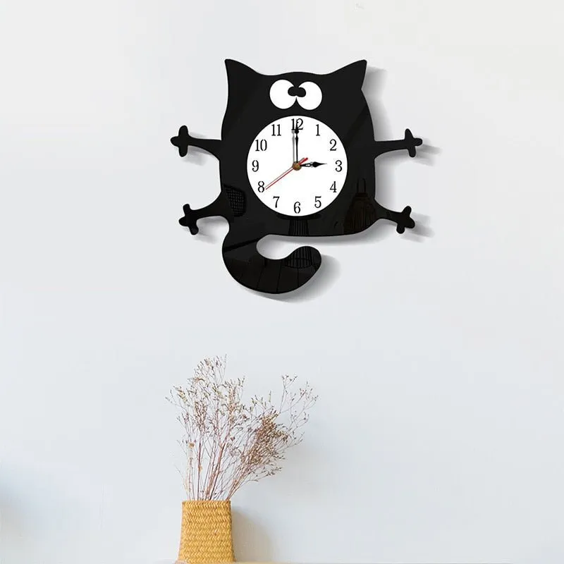 Modern 3D Acrylic Cat Wall Clock