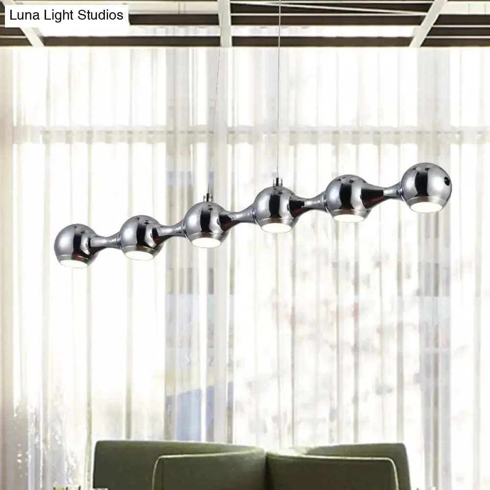 Modern Chrome Ball Pendant Ceiling Light with 6 Metal Lights - Warm/White Island Lighting for Living Room