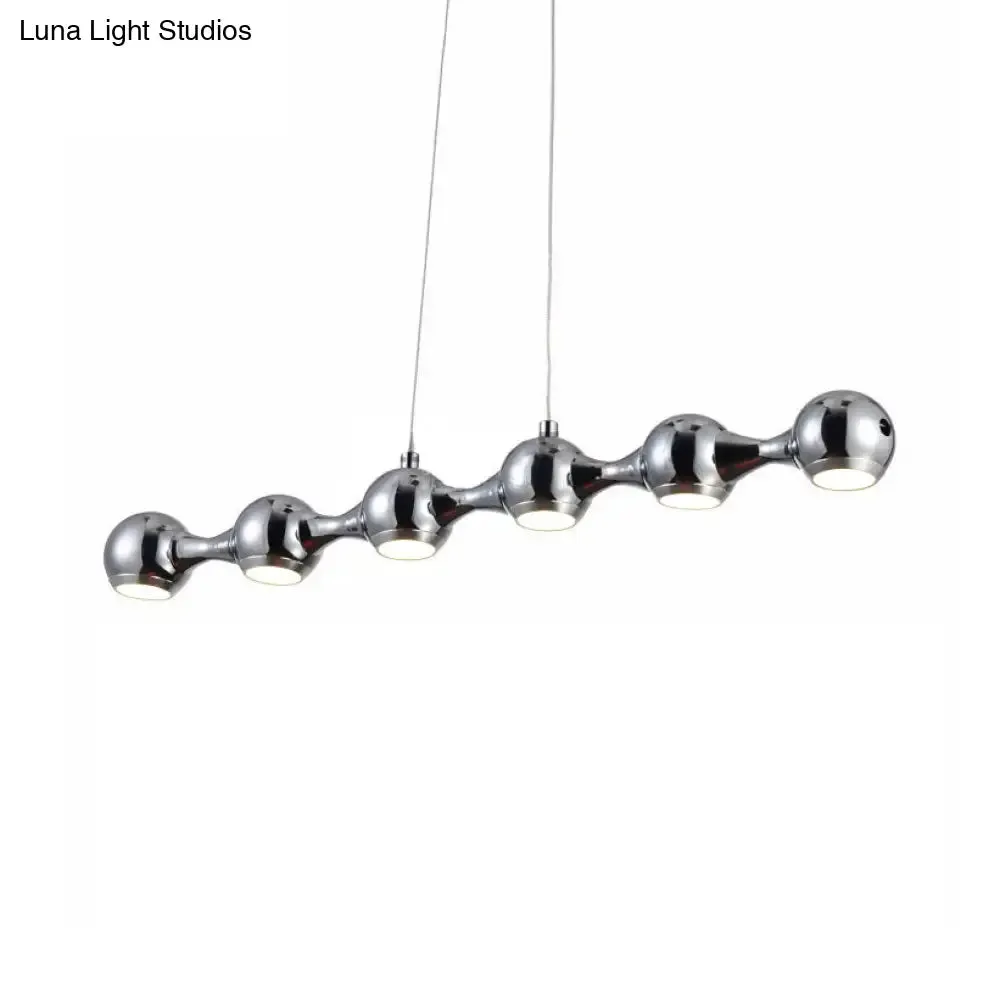 Modern Chrome Ball Pendant Ceiling Light with 6 Metal Lights - Warm/White Island Lighting for Living Room