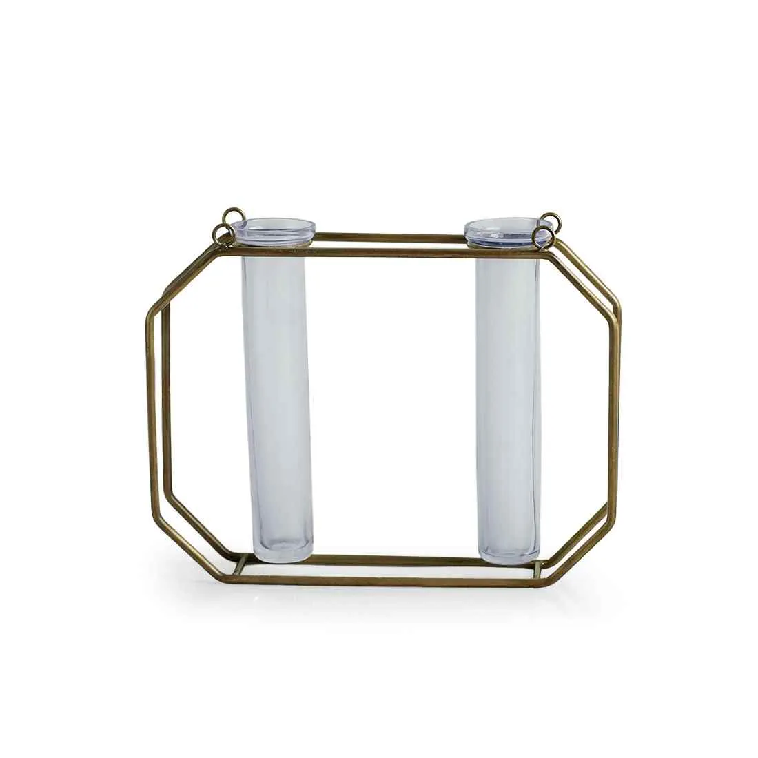 Modern Glass Garden' Test Tube Wall Planter/Vases (17.8 cm | Golden)