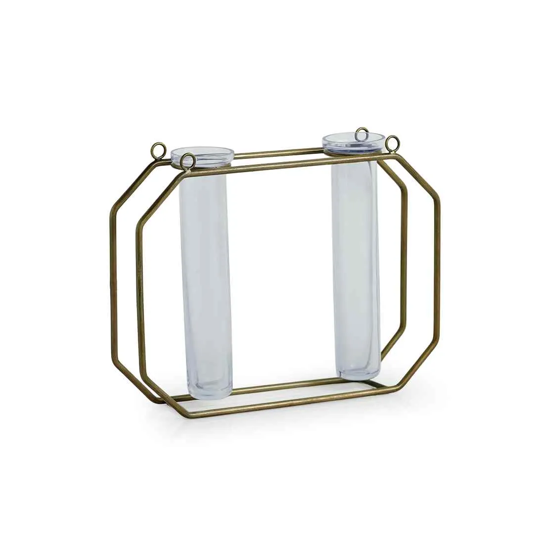 Modern Glass Garden' Test Tube Wall Planter/Vases (17.8 cm | Golden)
