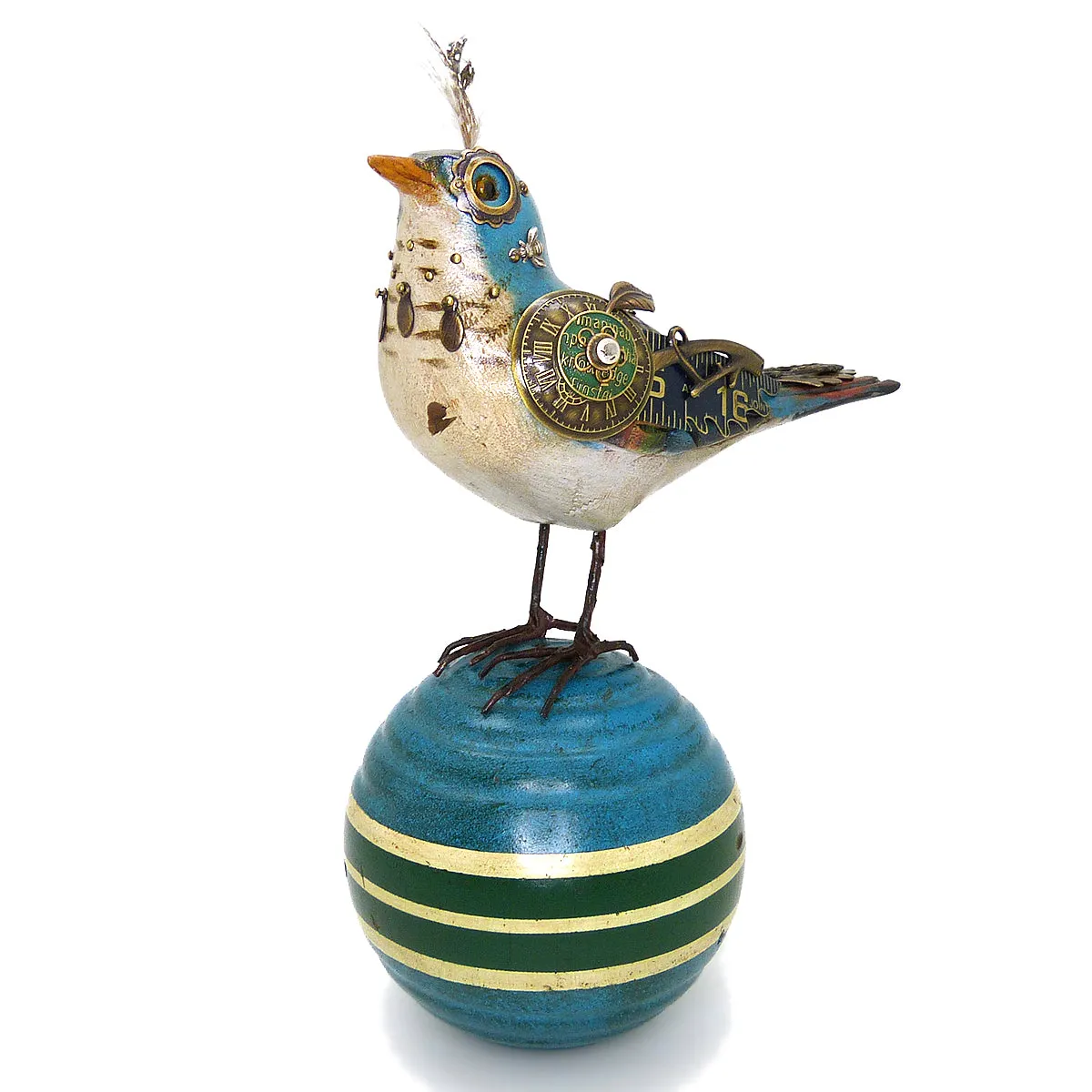 Mullanium Blue Bird Croquet Ball Artists Jim Tori Mullan Steampunk Handmade