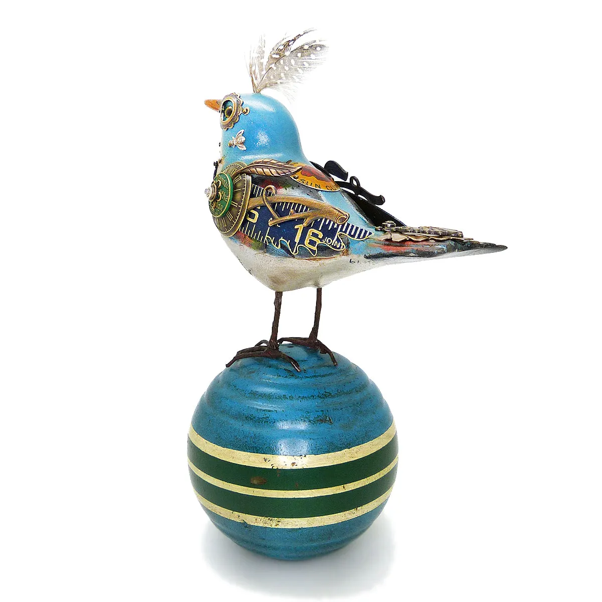 Mullanium Blue Bird Croquet Ball Artists Jim Tori Mullan Steampunk Handmade