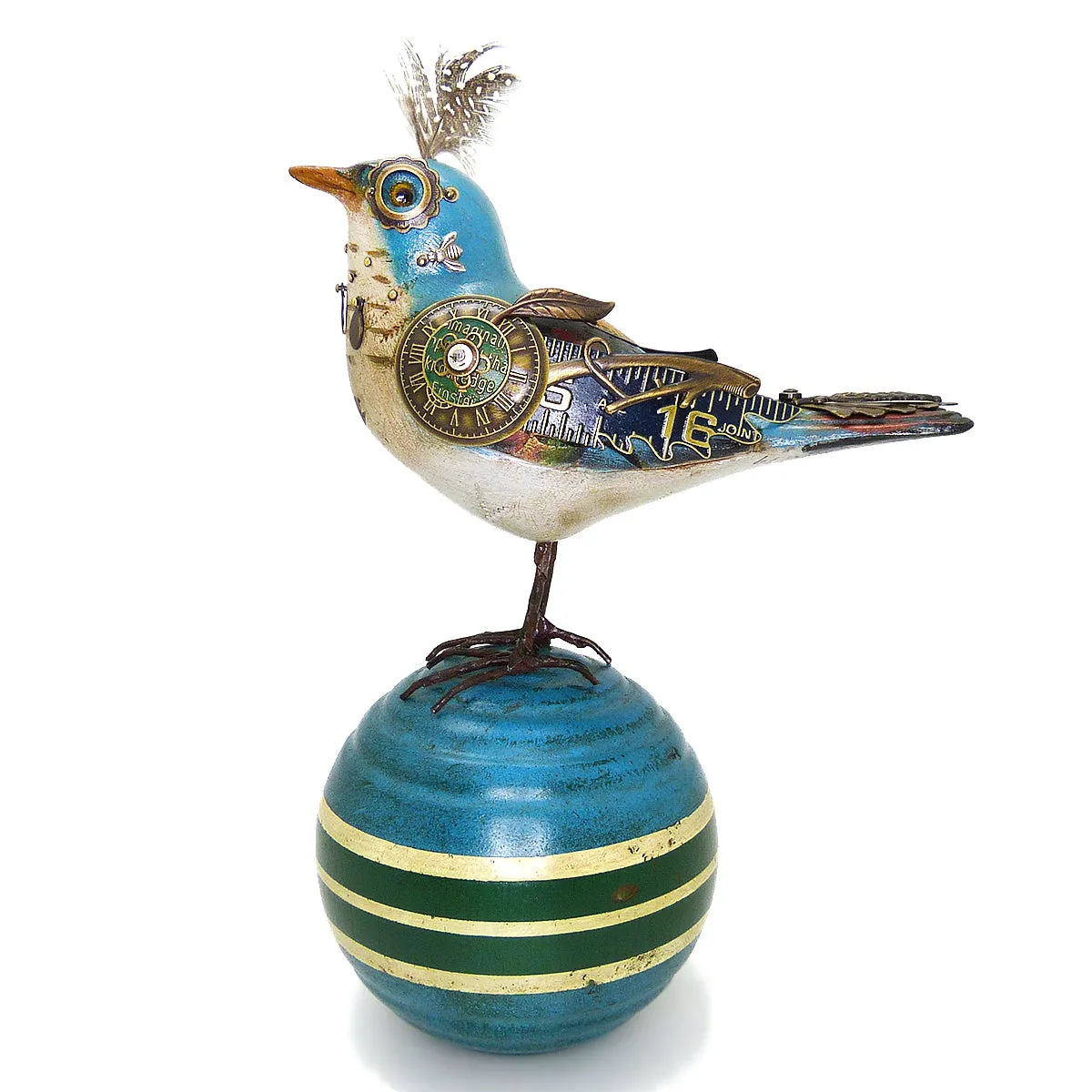 Mullanium Blue Bird Croquet Ball Artists Jim Tori Mullan Steampunk Handmade