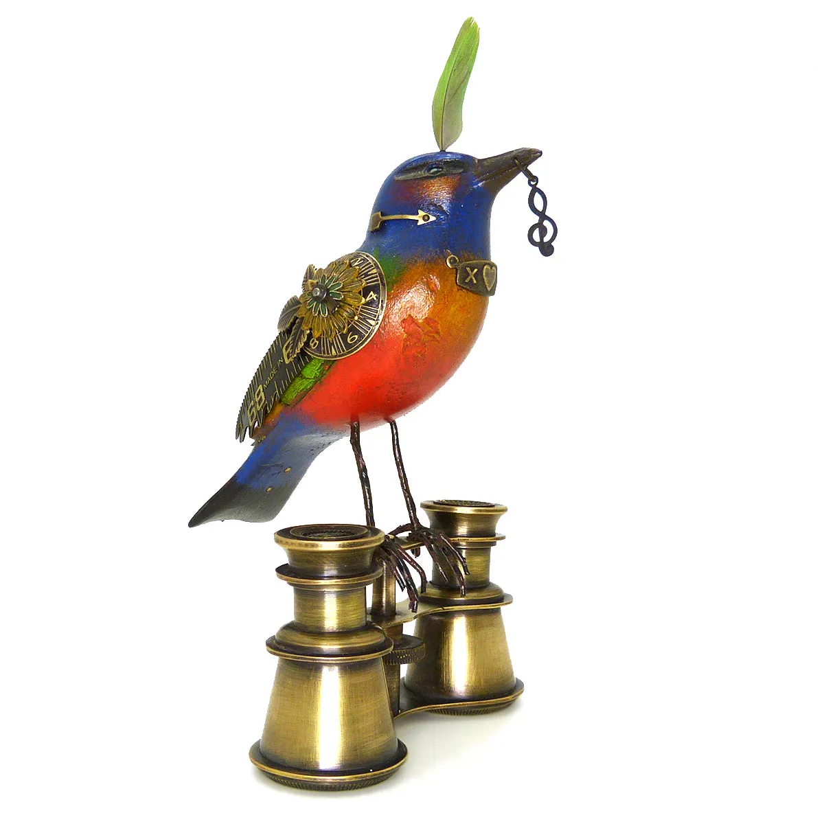 Mullanium Silver Ear Mesia Bird on Binoculars Artists Jim Tori Mullan Handmade  B531