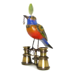 Mullanium Silver Ear Mesia Bird on Binoculars Artists Jim Tori Mullan Handmade  B531