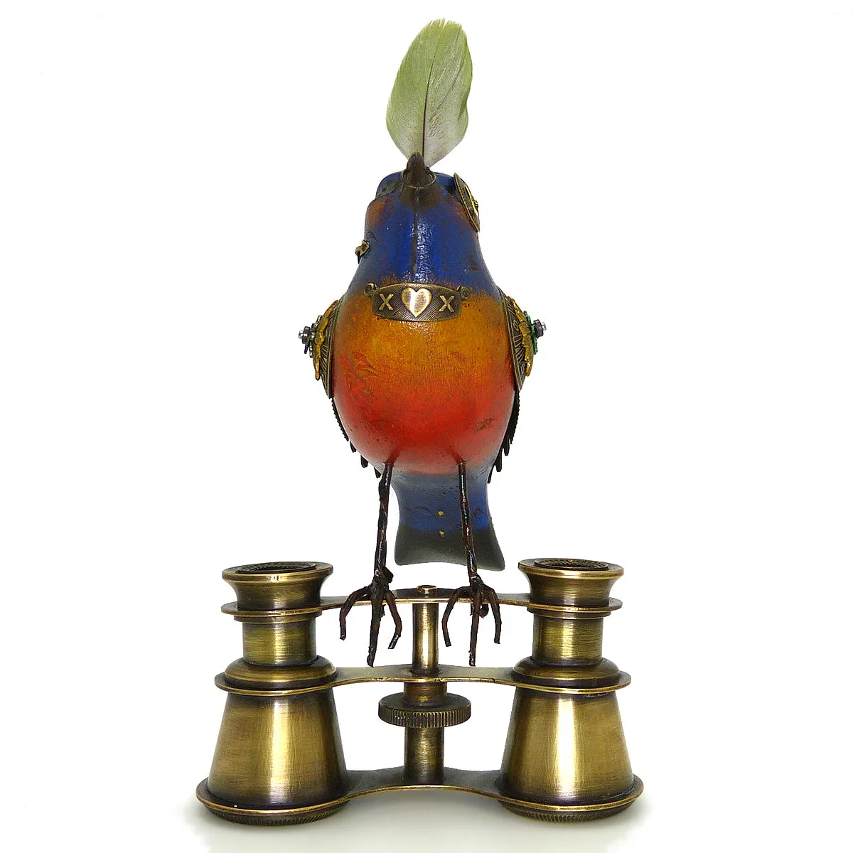 Mullanium Silver Ear Mesia Bird on Binoculars Artists Jim Tori Mullan Handmade  B531