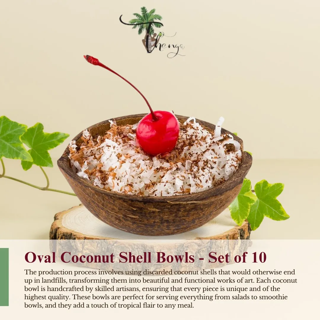 Natural Oval Coconut Shell Bowls- 150ml (Set of 10)