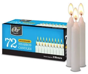 Ner Mitzvah - Ohr, 3 Hour Candle Lighting Shabbat Taper Candles - White 72