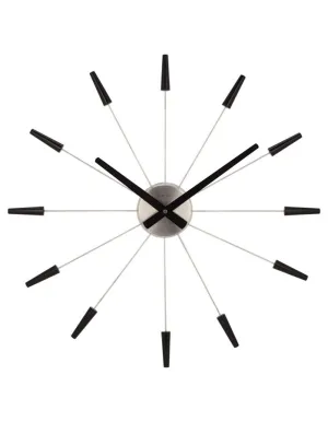 Nextime Plug Inn Black Wall Clock - Stainless Steel - Assembly Required