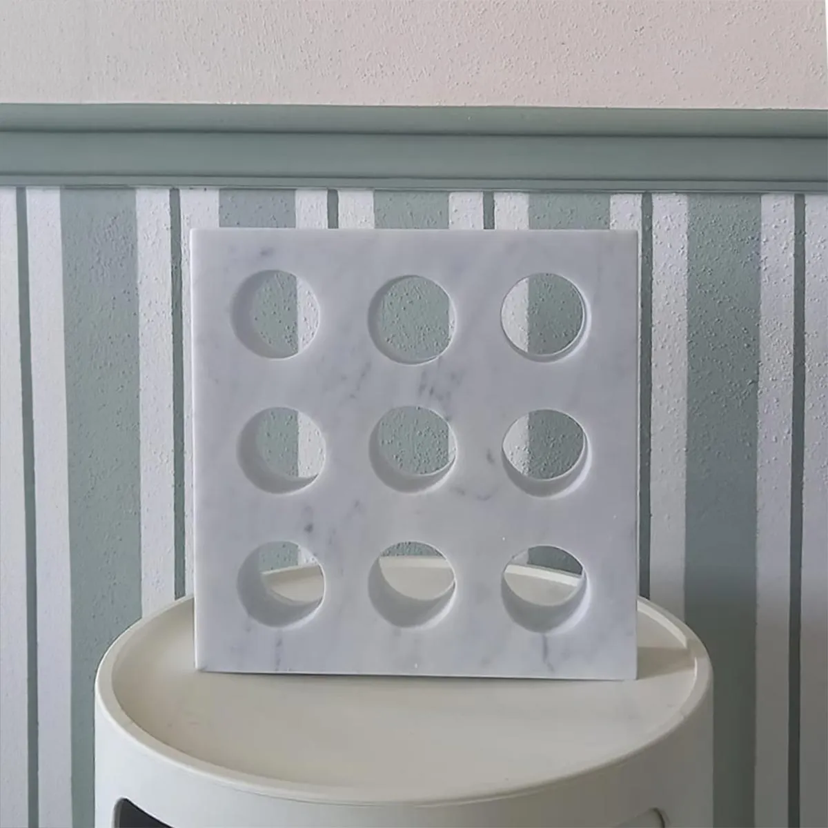 Nine Marble Dots - Handmade shelf sculpture in marble