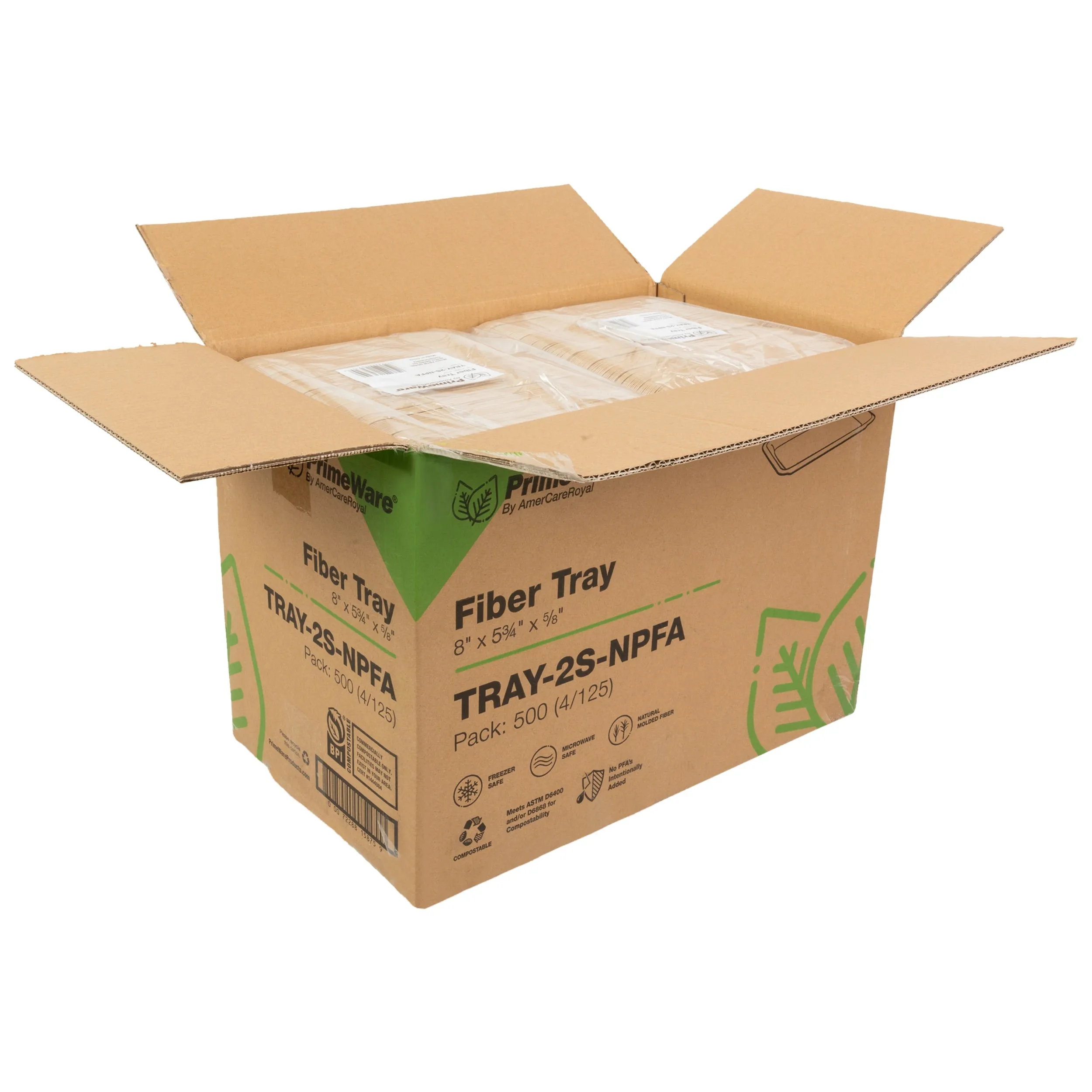 No PFAS added 8" x 5.75" x 0.6" Molded Fiber Mini Trays, Case of 500