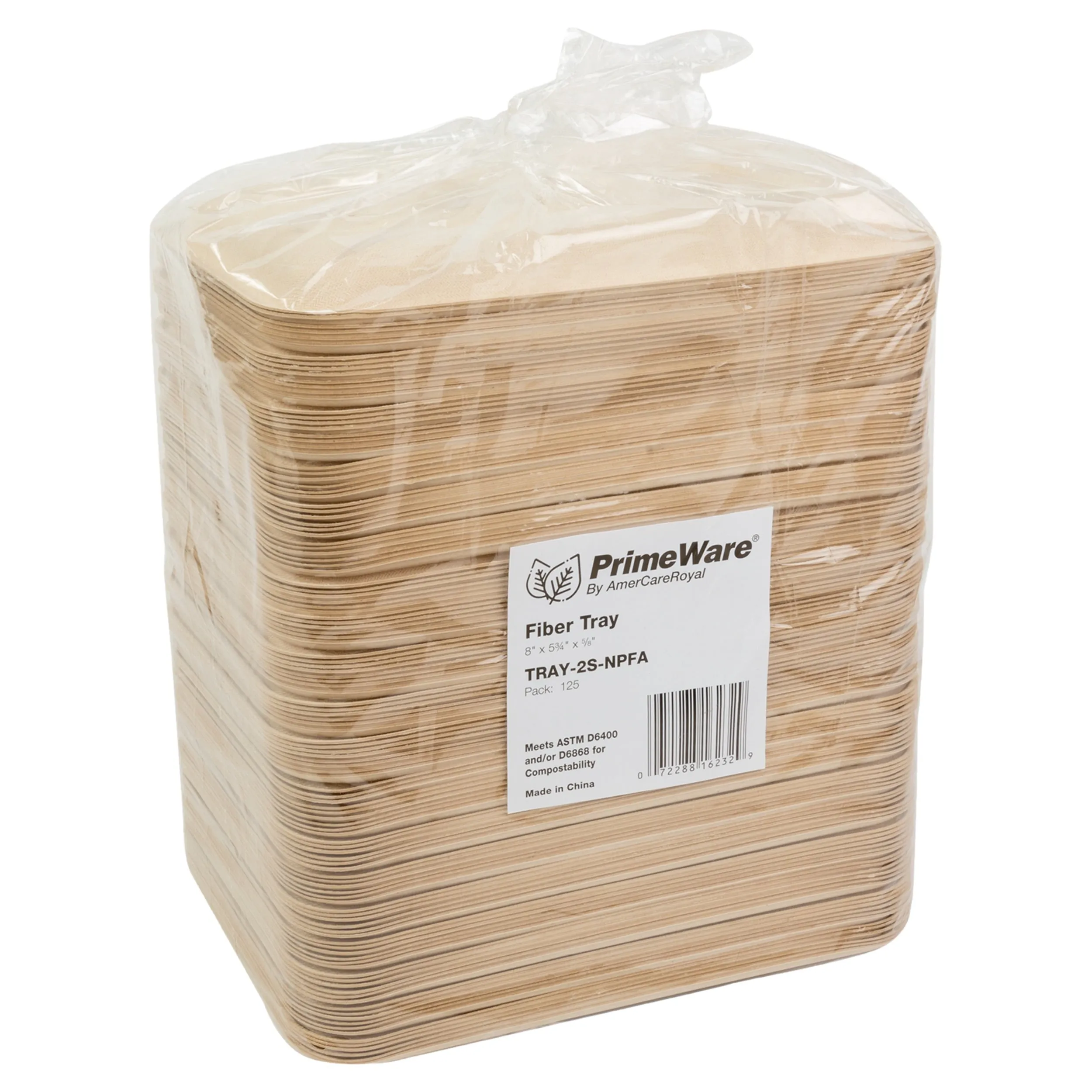 No PFAS added 8" x 5.75" x 0.6" Molded Fiber Mini Trays, Case of 500