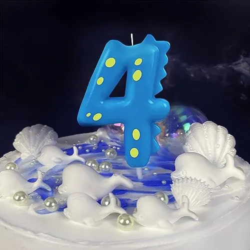 Number Birthday Candles(9 Candle Blue) Dinosaur Shape Number Happy Birthday Cake Candles for Dinosaur Birthday Party Decoration Reunions Theme Party