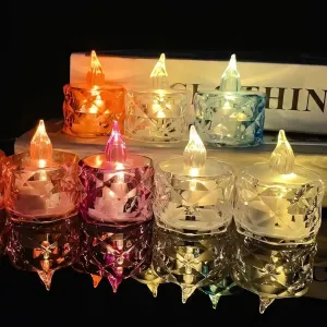 One94Store 24 Pcs Flameless and Smokeless Decorative Candles Transparent Acrylic Led Tea Light Candle for Christmas, Festival,Candles (24 Pieces, Multicolor, 2 cm)