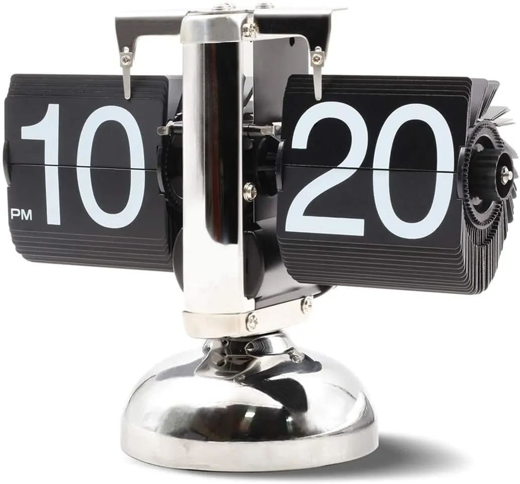 Ostin Flip Desk Clock, Modern Digital Mechanical Retro Flip Down Clock, Flipping Out Text Wall and Tabletop Flip Clock, Battery Operated Digital Display for Office Home