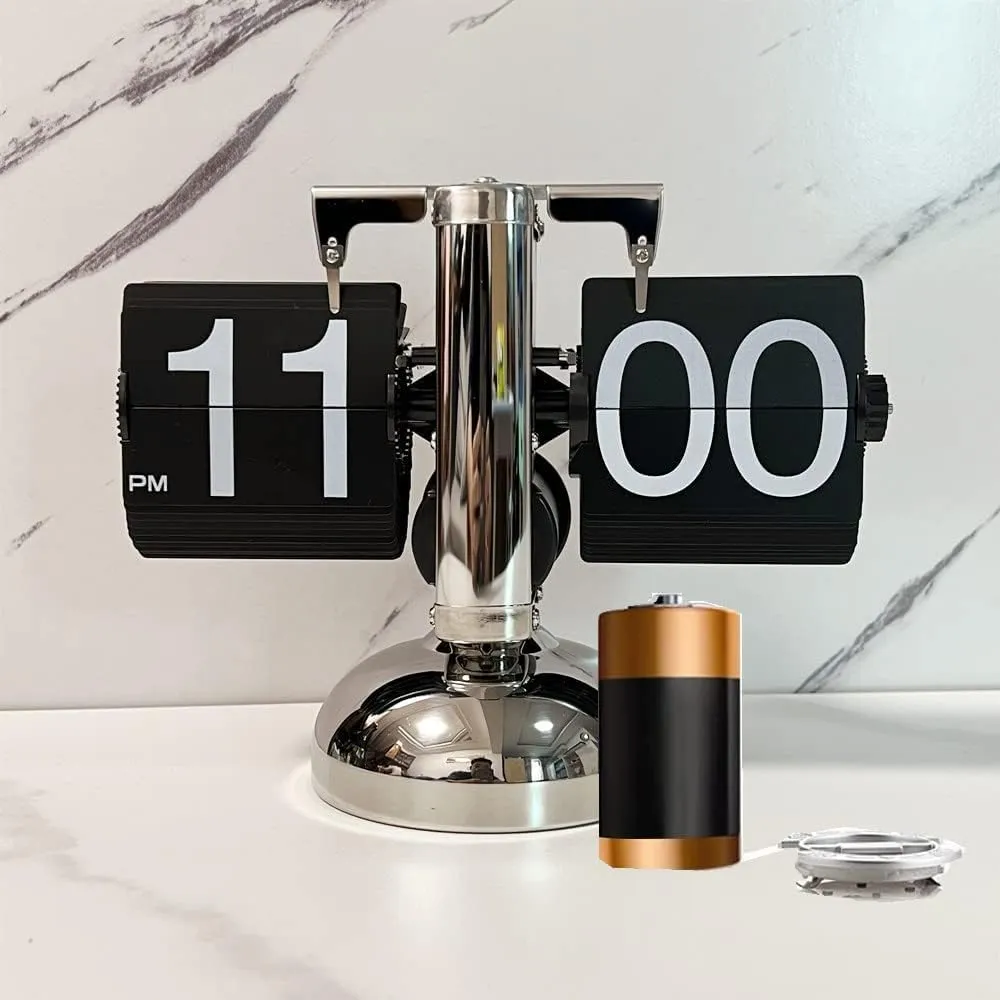 Ostin Flip Desk Clock, Modern Digital Mechanical Retro Flip Down Clock, Flipping Out Text Wall and Tabletop Flip Clock, Battery Operated Digital Display for Office Home