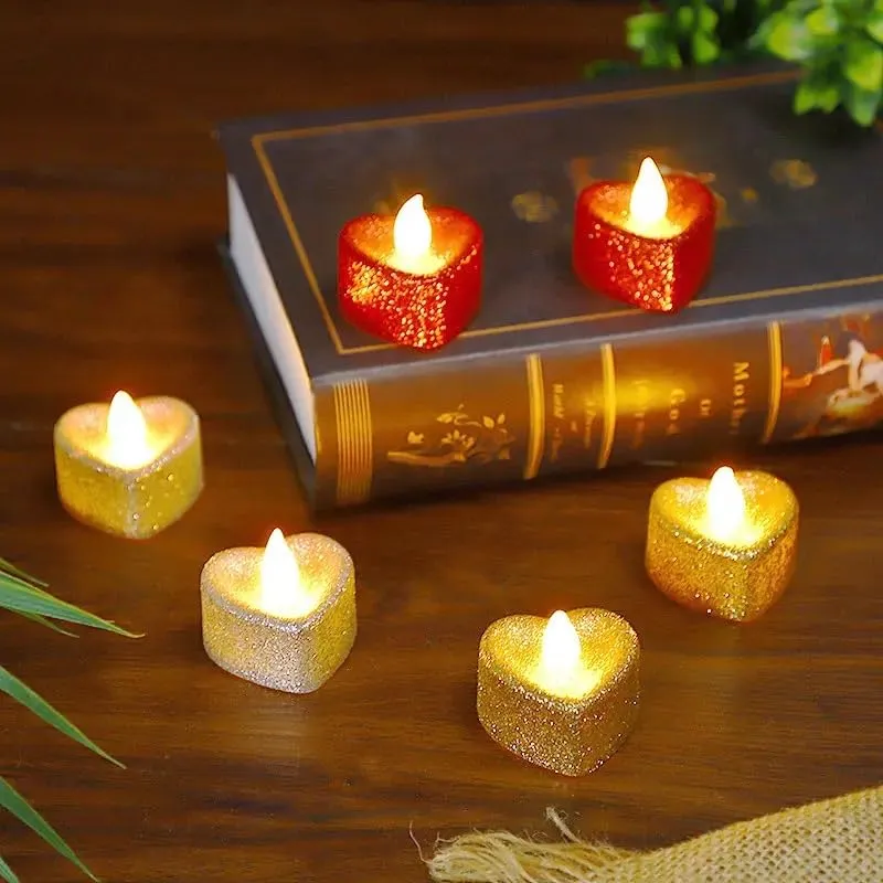 PELO Set of 12 Diwali Candles/Led Light Candles/Smokeless Led Light Candles with Shub Labh Hanging Sticker for Diwali Decoration Pack of 1