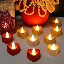 PELO Set of 12 Diwali Candles/Led Light Candles/Smokeless Led Light Candles with Shub Labh Hanging Sticker for Diwali Decoration Pack of 1