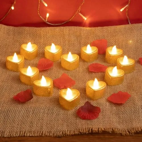 PELO Set of 12 Diwali Candles/Led Light Candles/Smokeless Led Light Candles with Shub Labh Hanging Sticker for Diwali Decoration Pack of 1