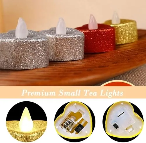 PELO Set of 12 Diwali Candles/Led Light Candles/Smokeless Led Light Candles with Shub Labh Hanging Sticker for Diwali Decoration Pack of 1