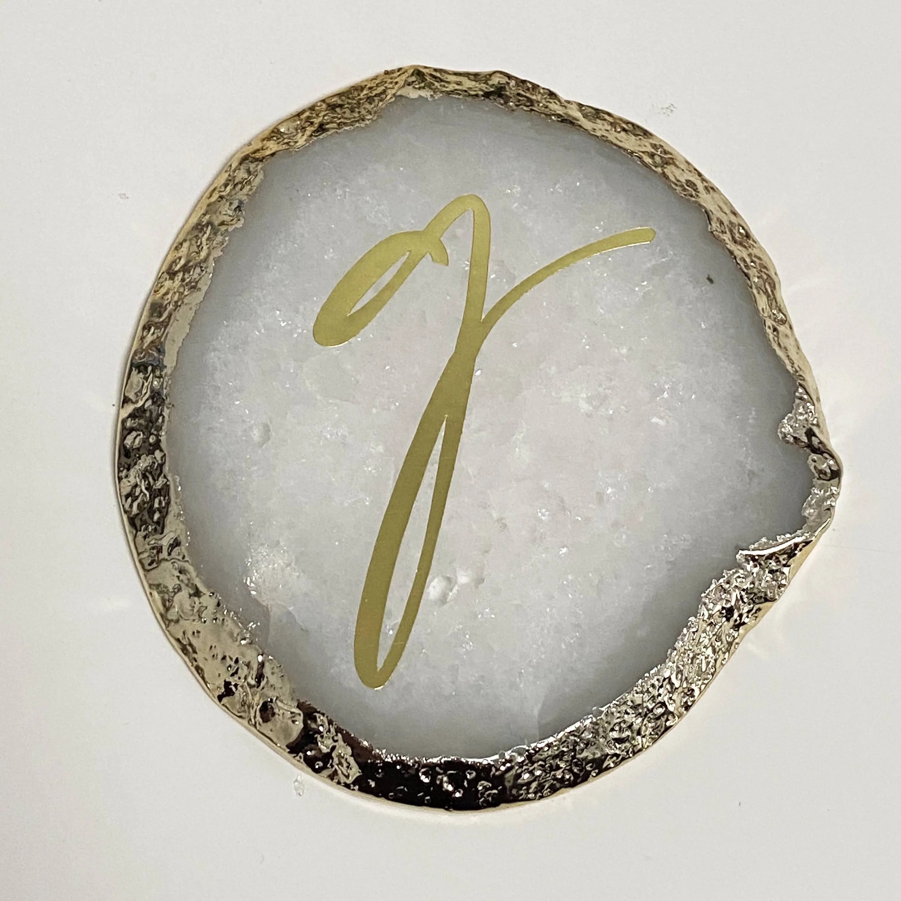 Personalised Agate Crystal Coasters with Gold Edge