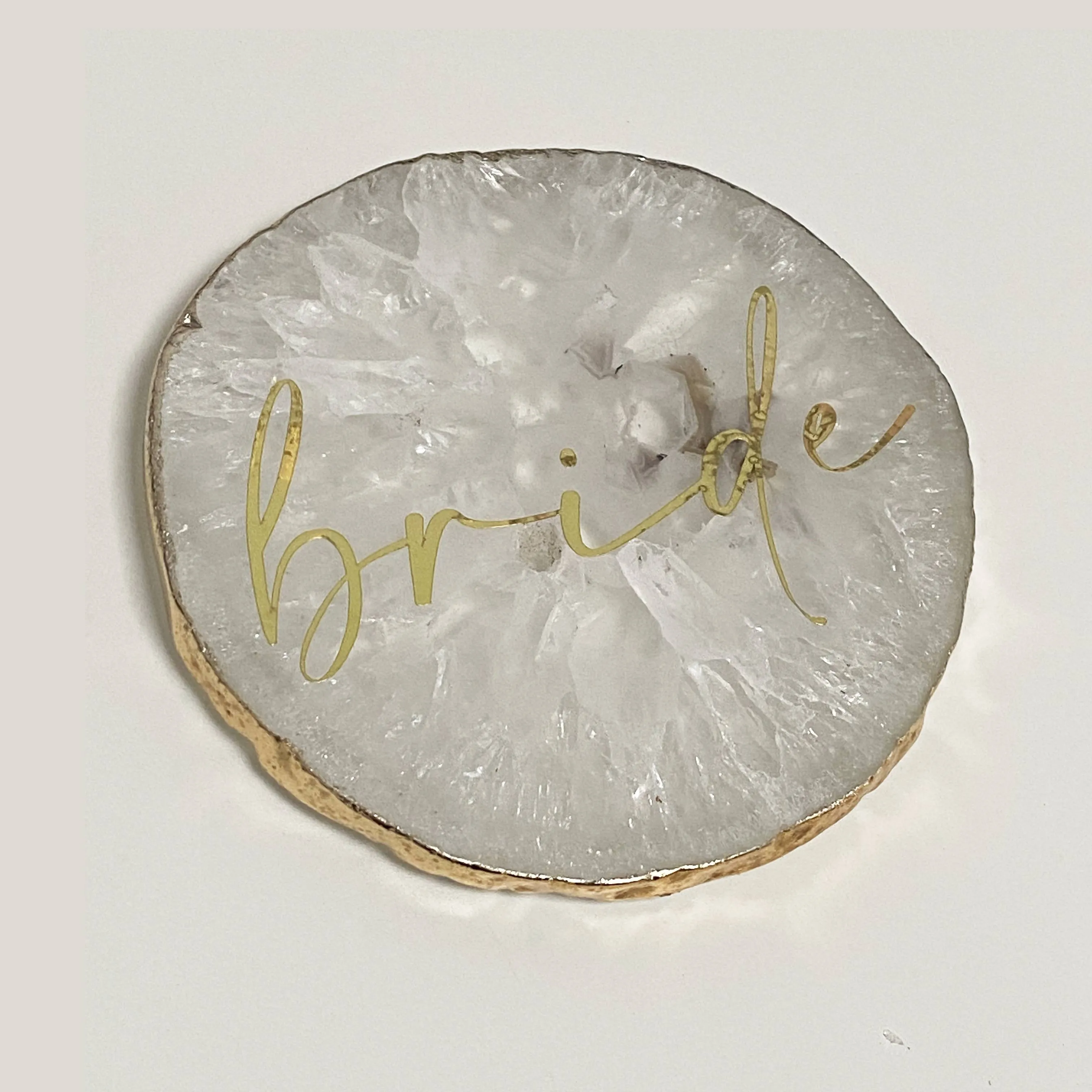 Personalised Agate Crystal Coasters with Gold Edge