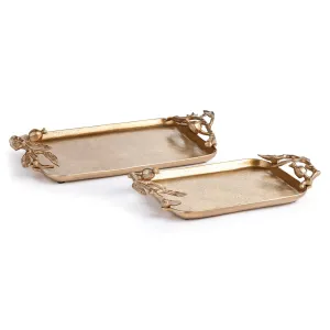 POMEGRANATE BRANCH DECORATIVE TRAYS, SET OF 2 BY NAPA HOME & GARDEN