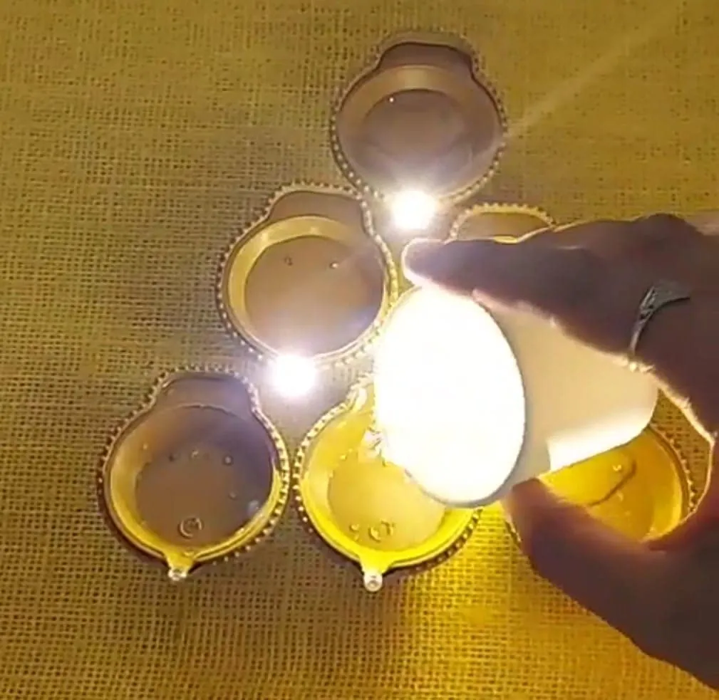 Prisma Collection LED Light Floating Diya with Water Sensor, No Electricity Needed (White) - Pack of 6