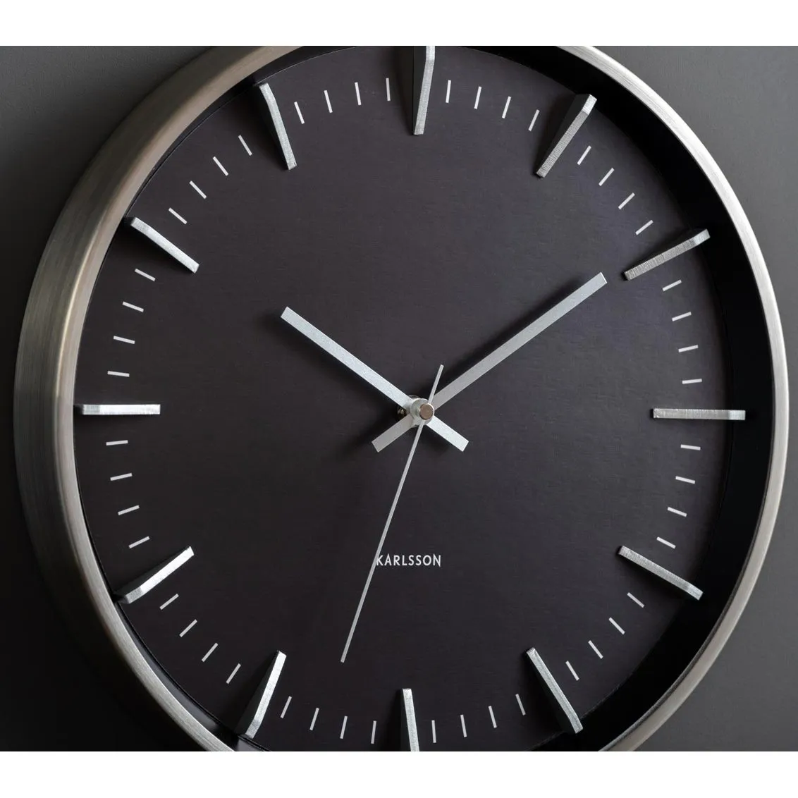 Raised Batons Wall Clock - Black/Silver (35cm)