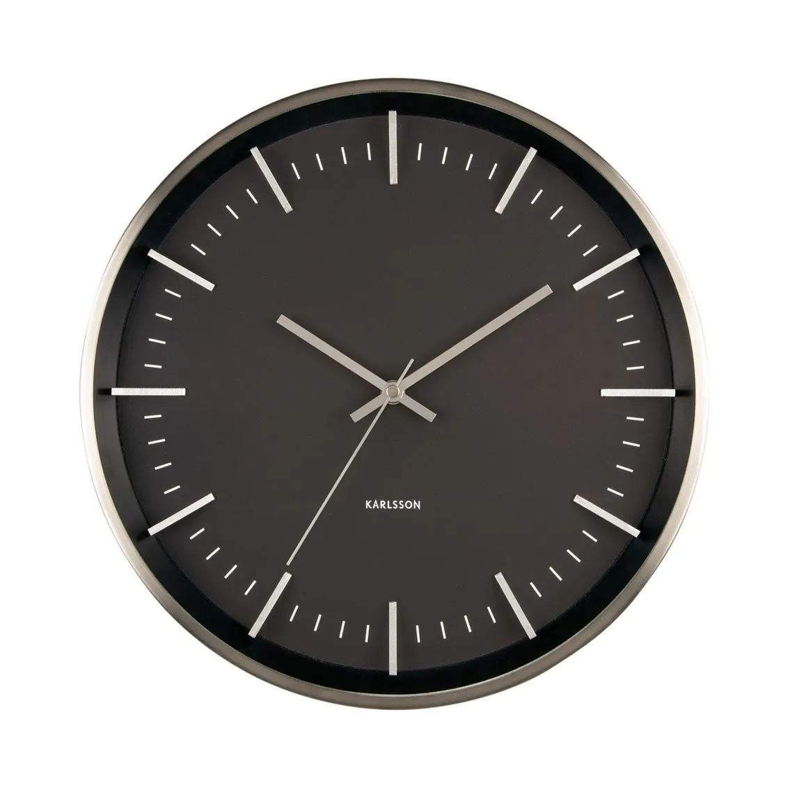 Raised Batons Wall Clock - Black/Silver (35cm)