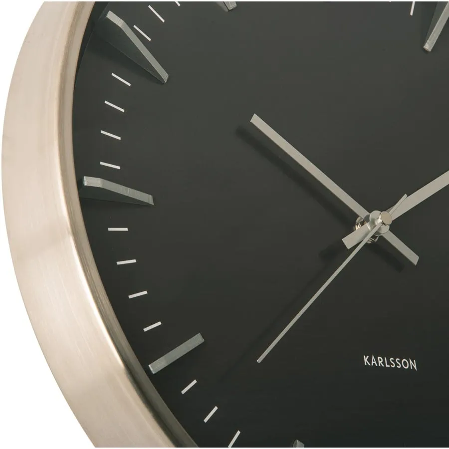 Raised Batons Wall Clock - Black/Silver (35cm)