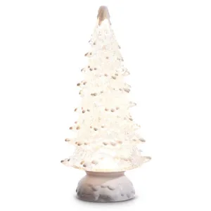 Raz Holiday Water Lanterns 2023 12" Lighted Tree With Snow And Swirling Glitter