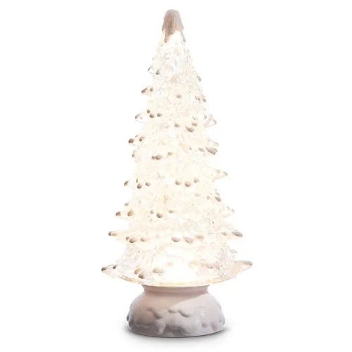 Raz Holiday Water Lanterns 2023 12" Lighted Tree With Snow And Swirling Glitter