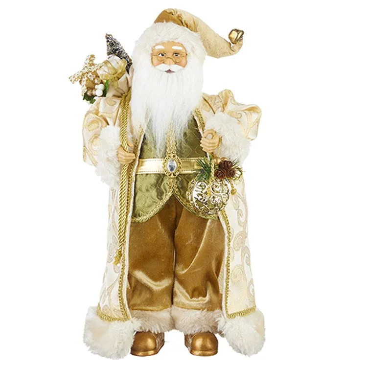 Raz Imports 2022 Evergreen & Gold 18.5" Green And Gold Santa