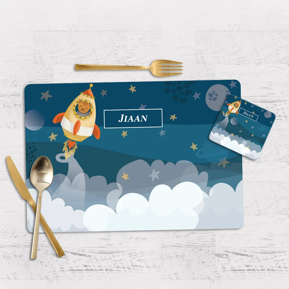 Rocket Bear Tableware Set (kids) (4 Placemats & 4 Casters)