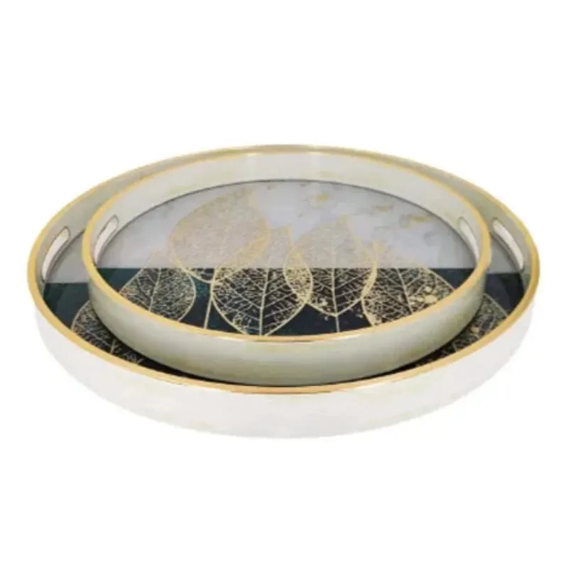 Round Serving Tray Leaf (Set of 2)