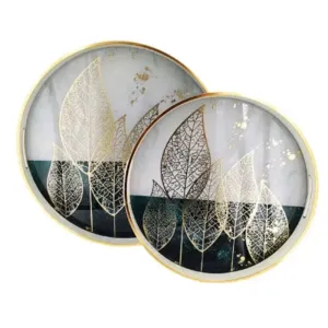 Round Serving Tray Leaf (Set of 2)