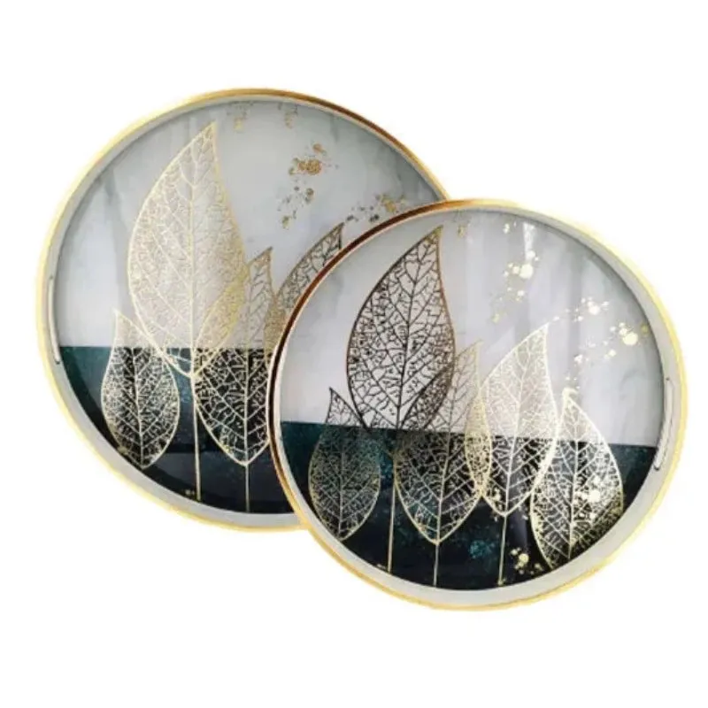 Round Serving Tray Leaf (Set of 2)