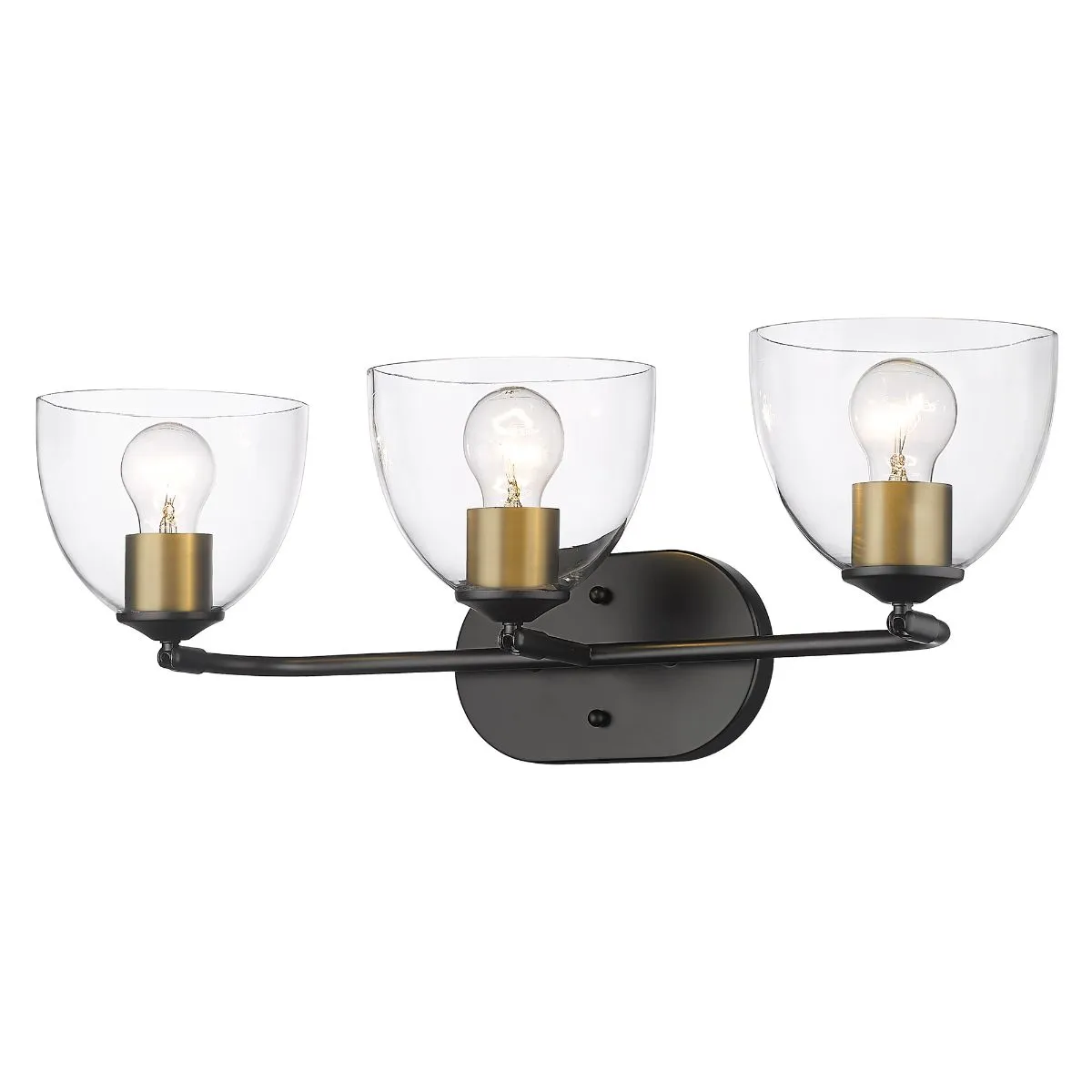 Roxie 25 in. 3 Lights Vanity Light Matte Black with Gold Finish
