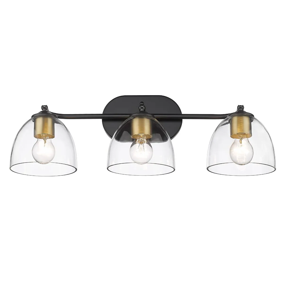 Roxie 25 in. 3 Lights Vanity Light Matte Black with Gold Finish