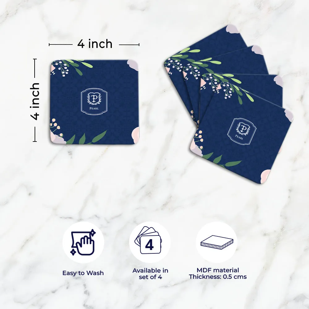 Royal Bloom Tableware Set (4 Placemats & 4 Casters)